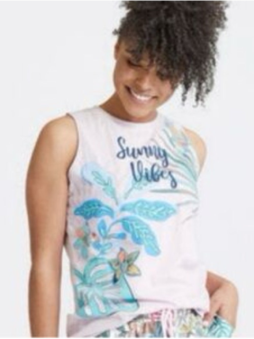 Vera Bradley lavender Tank Top with Blue Botanical Graphic size 2XL